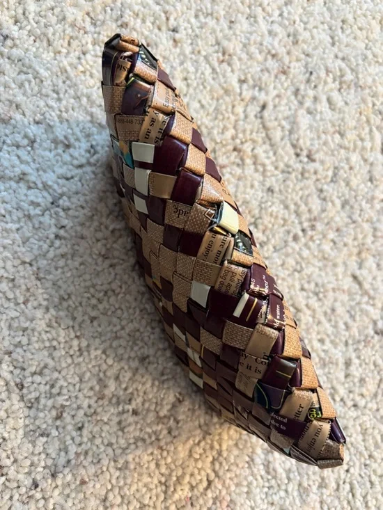 Upcycled Woven clutch with zipper NWOT - Picture 7 of 9